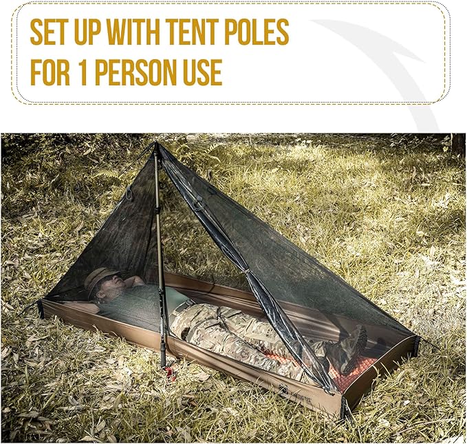 OneTigris Mesh Teepee Tent, Ultralight 1 Person Screen Room with Waterproof Bathtub Floor for