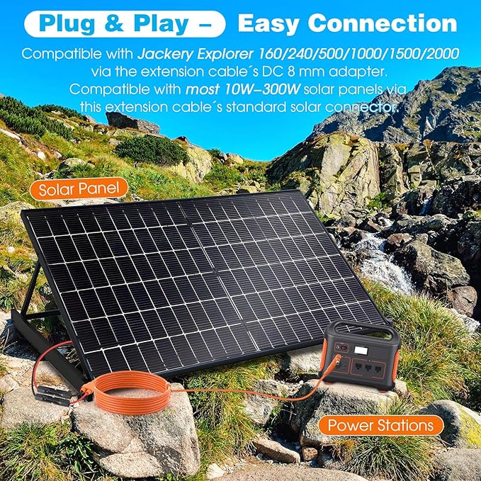 Tellingyou Solar Connector to DC 8mm Adapter Cable, 8.2 ft Solar Panel Cable with DC8020/7909