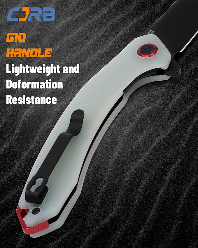 CJRB Folding Pocket Knife with AR-RPM9 Steel Blade and G10 Handle for Men Outdoor, Camping