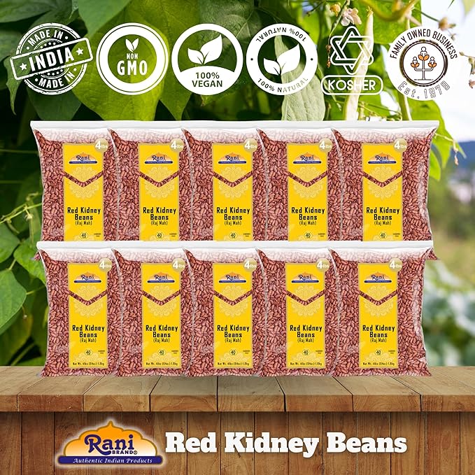 Rani Red Kidney Beans, Light 64oz (4lbs) 1.81kg ~ Pack of 10~640oz (40lbs) 18.14kg Total ~ All