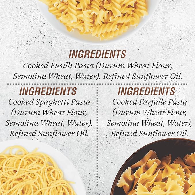 Pasta Zing Microwavable Variety Pasta Pack of 7 | 2x Farfalle | 3x Spaghetti, 2x Fusilli Pasta |