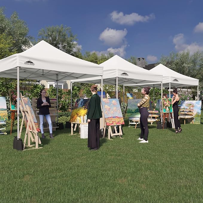 EAGLE PEAK 10x10 Heavy Duty Pop up Commercial Canopy Tent, Instant Marketplace Sun Shelter with