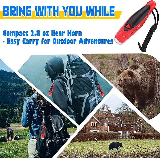 120dB Electronic Bear Horn to Scare Bears- Loud Air Horn for Safety Hiking Camping Emergency