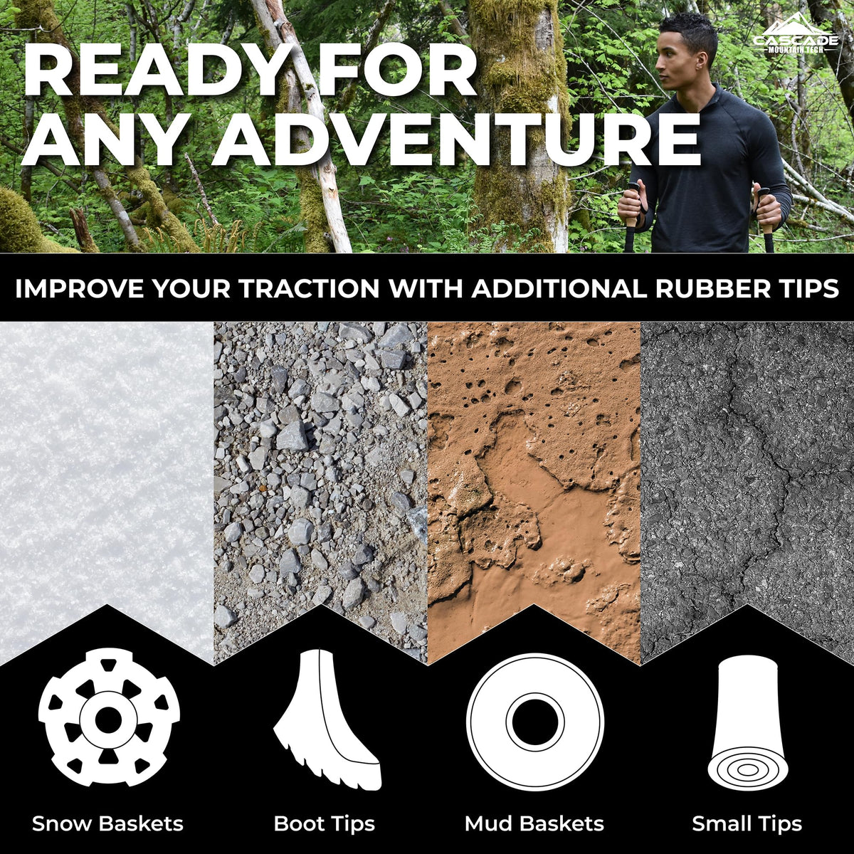 Cascade Mountain Tech Trekking Poles, Shaft Material: Aircraft- grade 6061 Aluminum with Adjustable