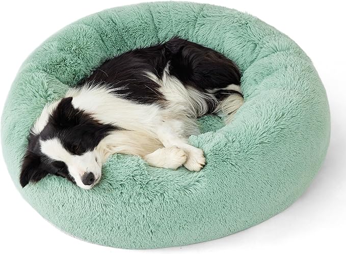 Bedsure Calming Dog Bed for Large Dogs - Donut Washable Large Pet Bed, 36 inches Anti-Slip Round