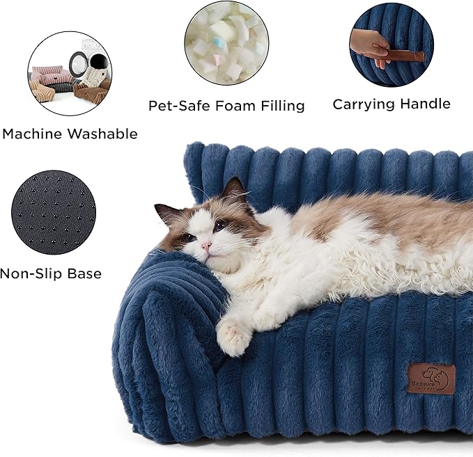 Bedsure Cute Dog Couch for Pets - Fluffy Dog Sofa with Premium Soft Corduroy Fleece, Pet Couch Bed