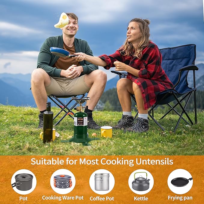 Propane Cylinder Top Stove with Adjustable Burner, Portable Camping/Backpacking Cooker