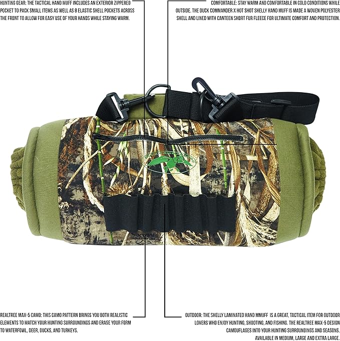 HOT SHOT Duck Commander x Men's Shelly Laminated Hand Muff ??Realtree Max-5 Camo, Insulated
