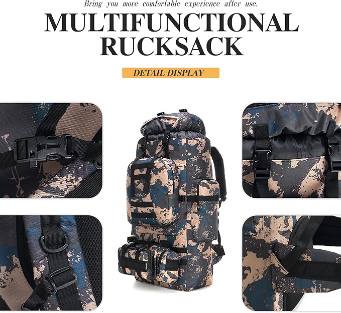 100L Camping Hiking Backpack,Molle military Tactical rucksack backpack,Waterproof Lightweight