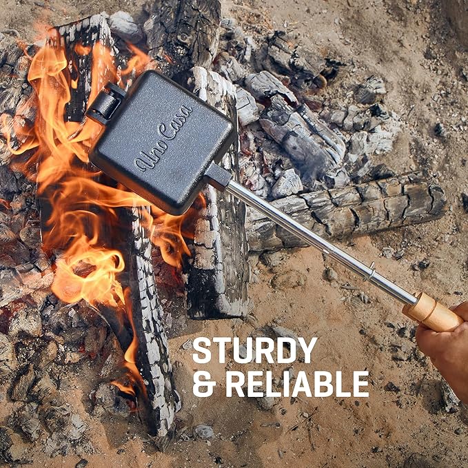 Uno Casa Pie Iron Sandwich Maker - Japanese Sandwich Maker with Recipe Book - Durable Campfire
