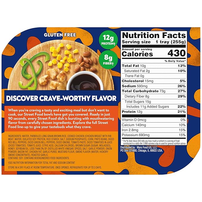 BEN'S ORIGINAL Street Food Honey BBQ Flavored Rice with Chicken, Prepared Entrée, Microwave in 90