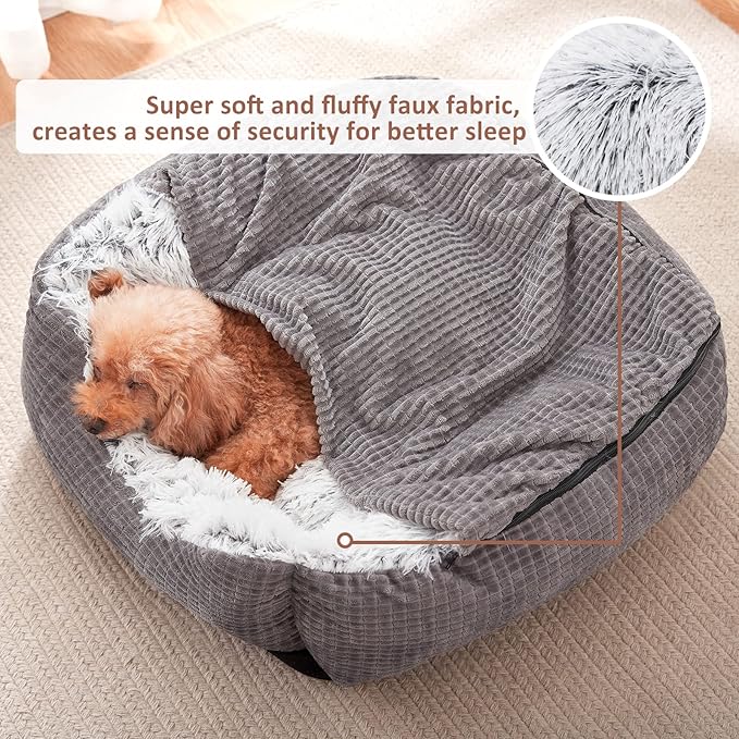 MIXJOY Dog Beds for Small Dogs, Rectangle Cave Hooded Blanket Puppy Bed, Luxury Orthopedic Cat Beds