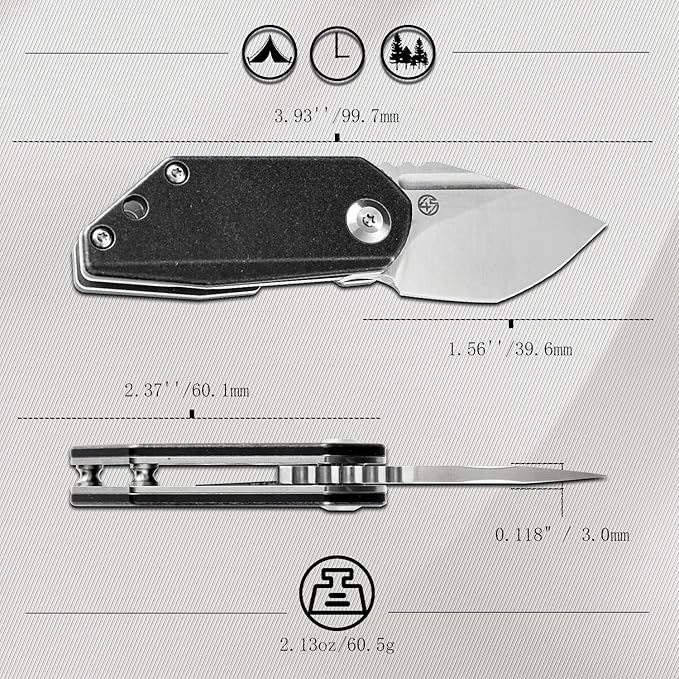 KANSEPT RIO Mini Pocket Folding Knives EDC Camping Folding Knife 1.56'' Satin M390 Blade Pocket EDC