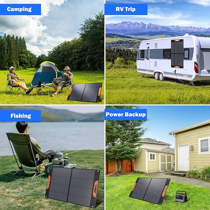 120W Portable Solar Panels for Power Station, 120 Watt ETFE Monocrystalline Foldable 20V DC Output