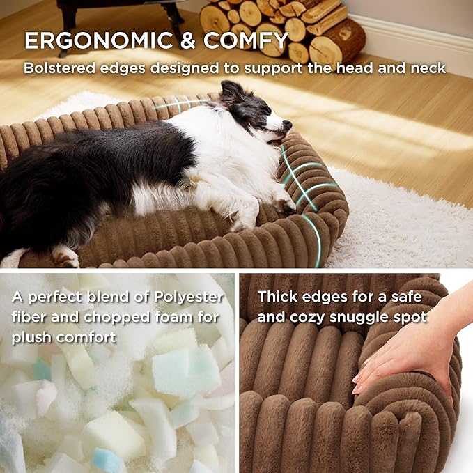 Bedsure Cute Dog Bed for Small Dogs & Cats - Washable Furry Puppy Beds, Rectangle Orthopedic