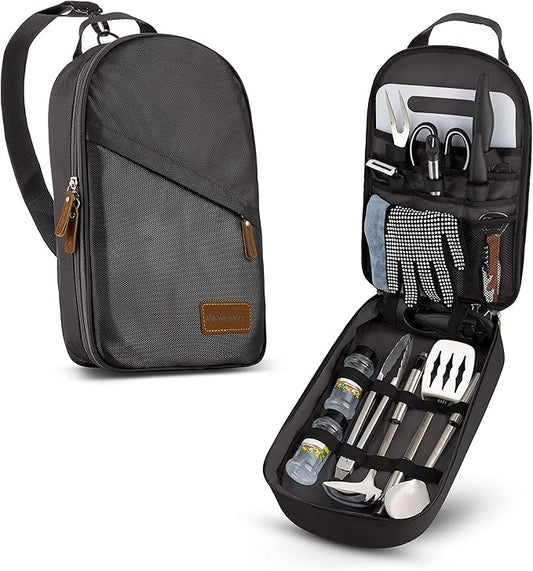 Camp Kitchen Cooking Utensil Set Travel Organizer Grill Accessories Portable Compact Gear for