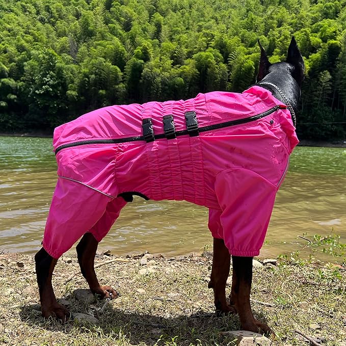 Dogs Waterproof Jacket, Lightweight Waterproof Jacket Reflective Safety Dog Raincoat Windproof