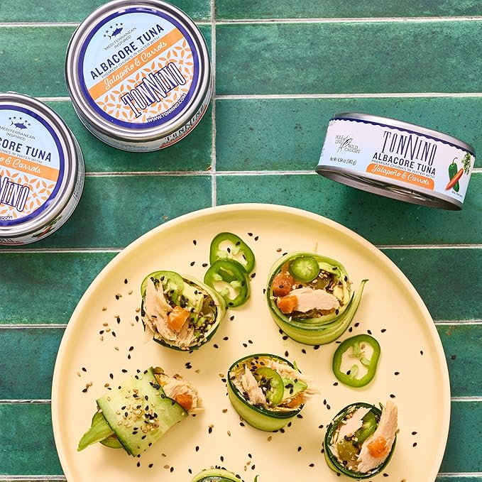 Tonnino Tuna Fish Albacore - Premium chunk in water with Jalapeño & Carrots ??Pack of 12