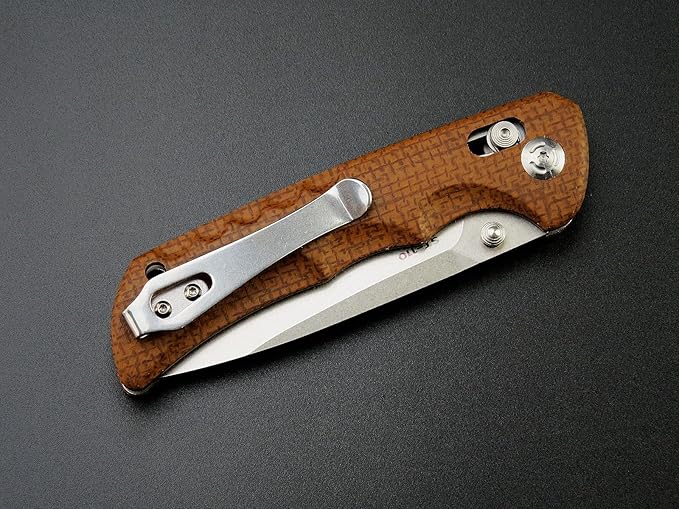Sitivien ST110 Folding Knife, D2 Blade and Micarta Handle Pocket Knife, EDC Tool Knife with Pocket