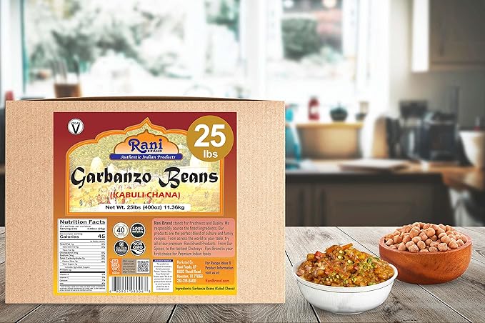 Rani Garbanzo Beans (Kabuli Chana) 400oz (25lbs) 11.36kg Bulk Box ~ All Natural | Vegan | Gluten