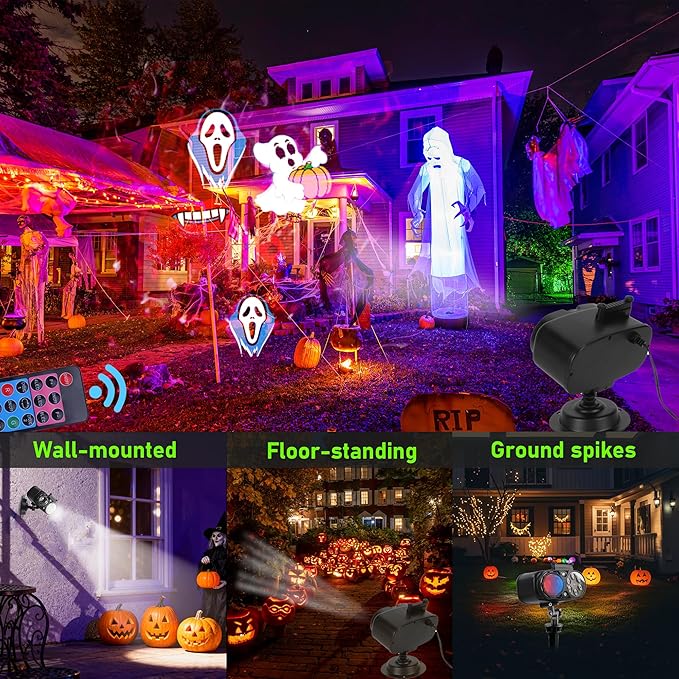 2025 Upgraded Holiday Projectors, Brighter Halloween Decorations Projector Lights, Christmas