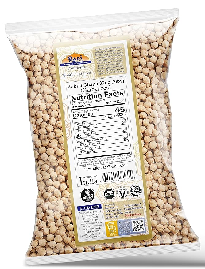 Rani Garbanzo Beans (Kabuli Chana) 32oz (2lbs) 908g ~ All Natural | Vegan | Gluten Friendly |