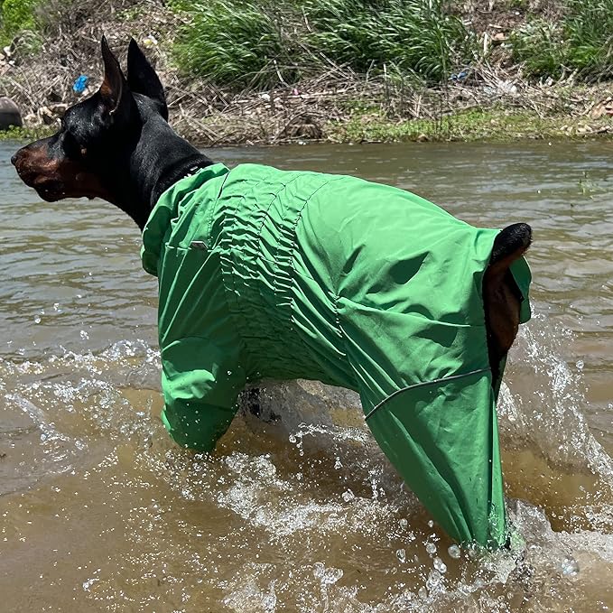 Dogs Waterproof Jacket, Lightweight Waterproof Jacket Reflective Safety Dog Raincoat Windproof