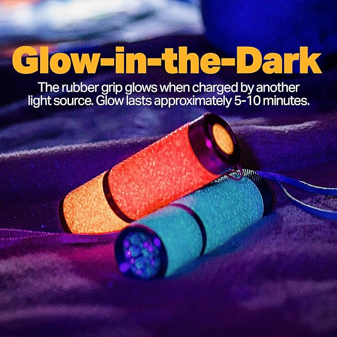 LUXPRO Bright 40 Lumen Gels LED Flashlight - Features Fun Colors and Glow-in-The-Dark Rubber Grip
