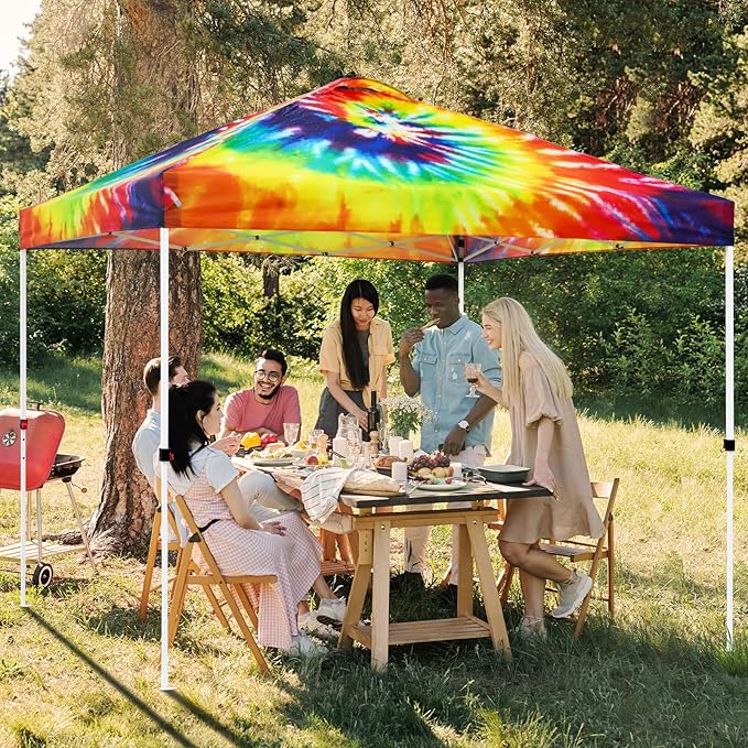 EAGLE PEAK Pop Up Canopy Tent with Wheeled Carry Bag, 8 Stakes, 4 Ropes, 4 Weight Bags, Easy Set Up