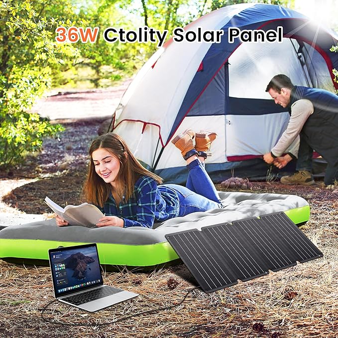 36W Portable Solar Panel - Foldable Solar Charger with Dual USB-A/USB-C for Phone Laptop Camping