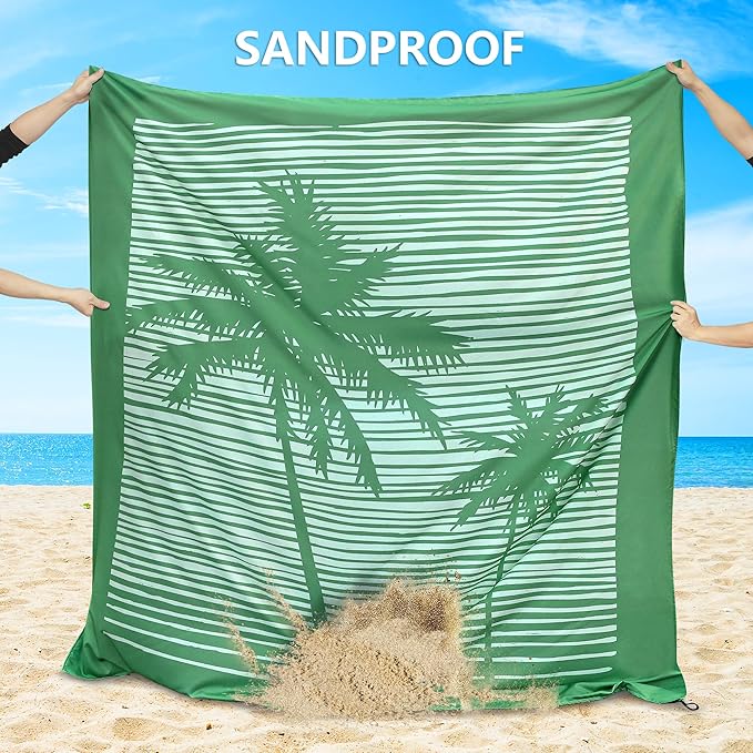 Beach Blanket Waterproof Sandproof Beach Mat 79" X 83"/10'x9'for 2-8 Adults Quick Drying Outdoor