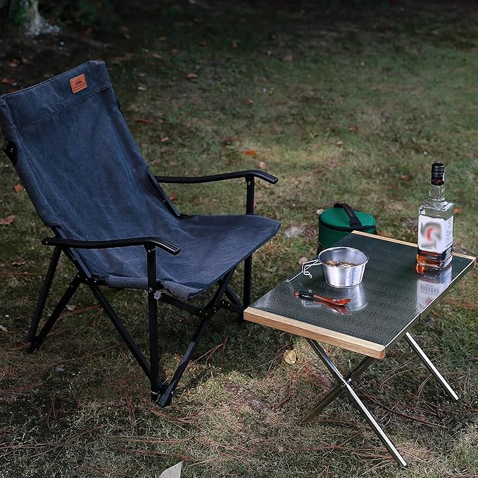 CAMPINGMOON Camping Side Table Heat-Resisting Stainless Steel Embossing Process for Outdoor Table
