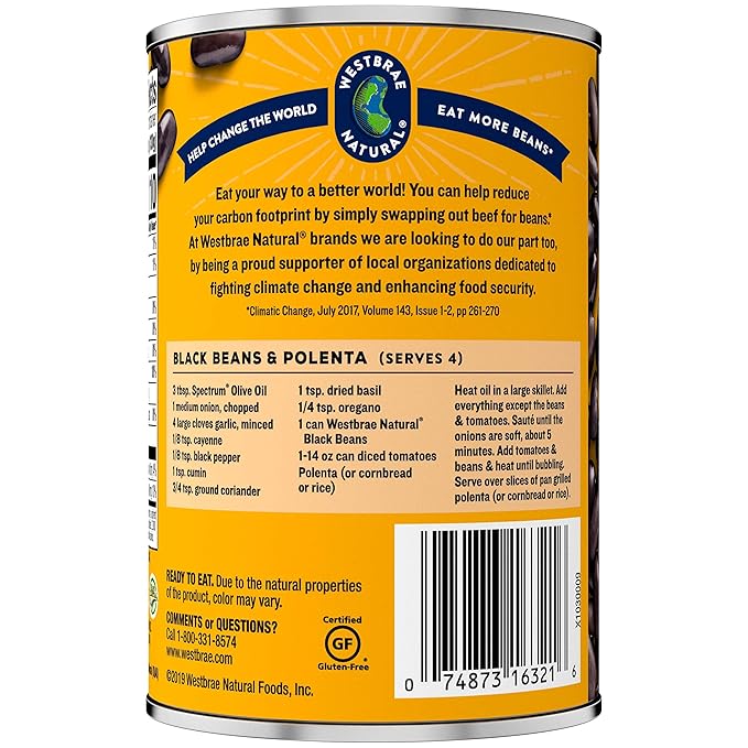Westbrae Natural Organic Black Beans, Low Sodium, 15 Oz (Pack of 12) (Packaging May Vary)