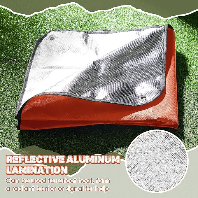 Kingdder 2 Pcs Heavy Duty Emergency Blanket for Survival 60 x 82 Inches Thermal Tarp Insulated Tent