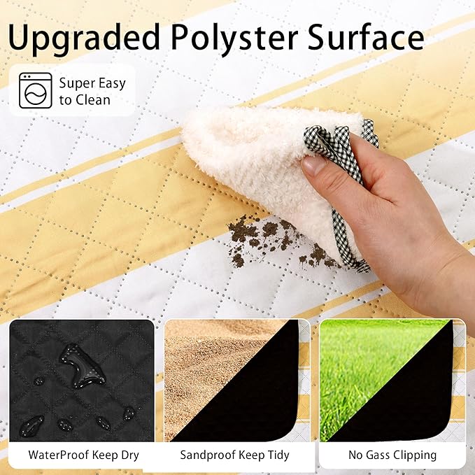HX&OD Extra Large Picnic Outdoor Blanket, 80”x80” Waterproof Picnic Mat Foldable Camping Blanket