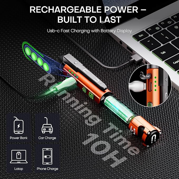 EDC Flashlight Rechargeable,800 Lumen Small Flashlight with Magnetic Clip & Base, 11 Modes LED