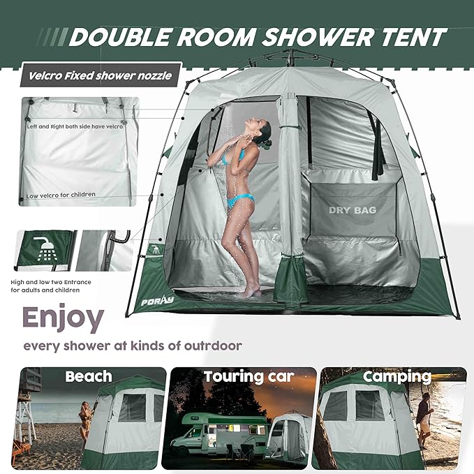 Camping Shower Tent Deluxe Changing Room Easy Set Up Privacy Shelter,Large Toilet Tent with Floor