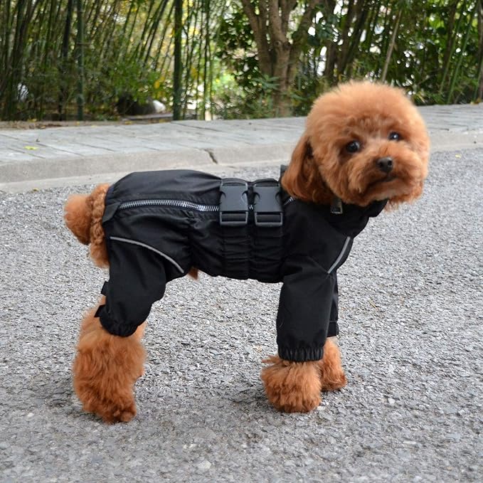 Dogs Waterproof Jacket, Lightweight Waterproof Jacket Reflective Safety Dog Raincoat Windproof