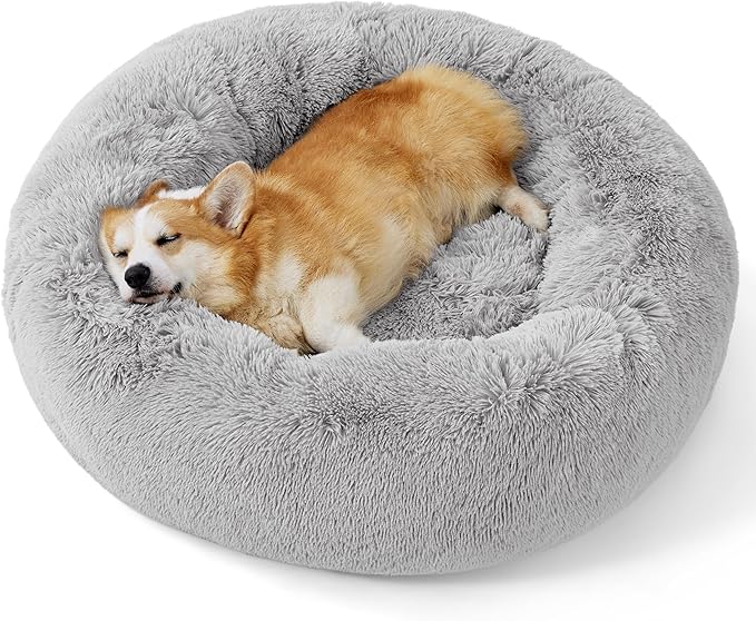 Bedsure Calming Dog Bed for Medium Dogs - Donut Washable Medium Pet Bed, 30 inches Anti-Slip Round