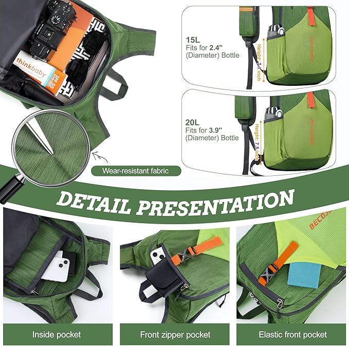 20L Small Hiking Backpack for Men Women Foldable Packable Back Pack Ultralight Hiking Daypack for