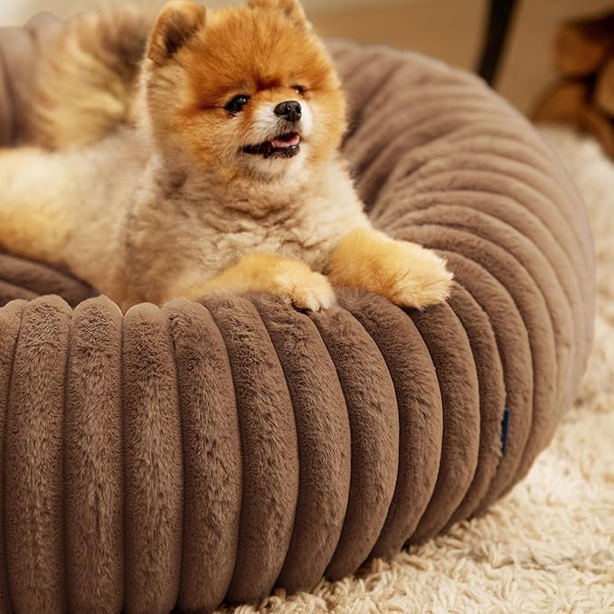 Bedsure Donut Small Dog Bed - Dog Beds for Small Dogs with Corduroy Fleece & Anti Slip Bottom
