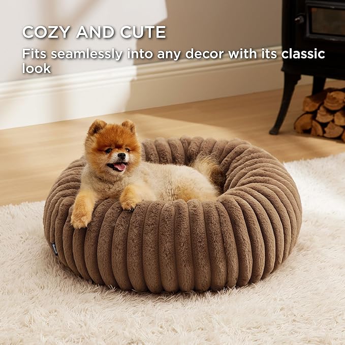 Bedsure Donut Small Dog Bed - Dog Beds for Small Dogs with Corduroy Fleece & Anti Slip Bottom