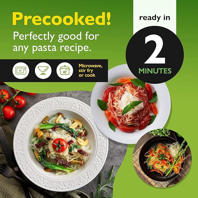 SKINNY PASTA Variety Pack - Healthy Konjac Shirataki Noodles, Low Carb Keto Pasta, Gluten Free, 6