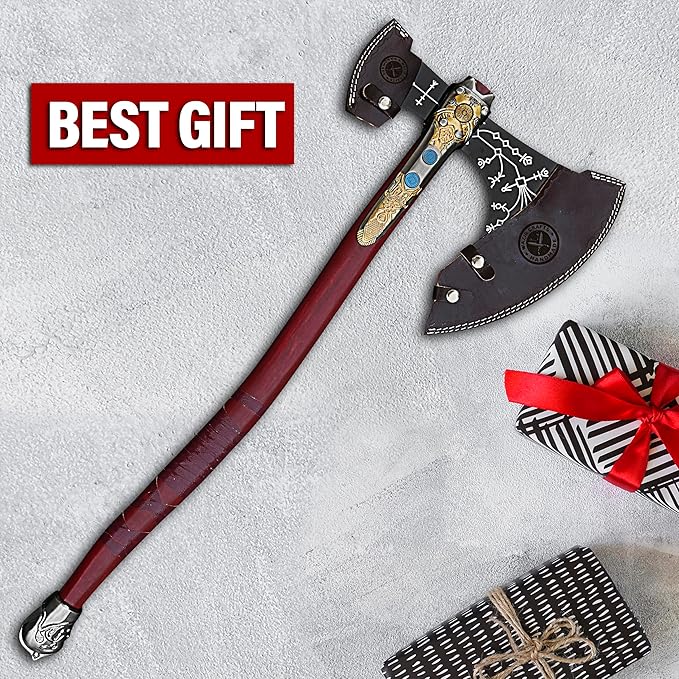 WAZIR Crafts 35" Handmade Kratos Viking Axe, God of War, Viking Axe, Cosplay Axe, Cosplay Armor