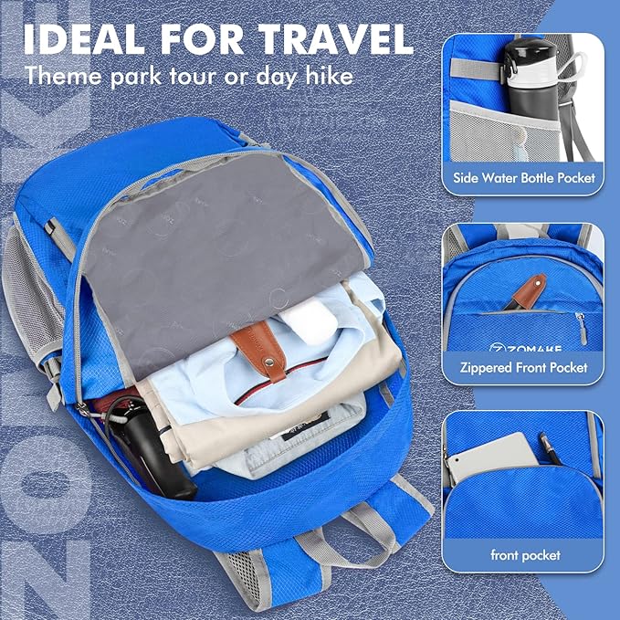 ZOMAKE Lightweight Packable Backpack 30L, Foldable Hiking Backpacks Water Resistant Compact Folding