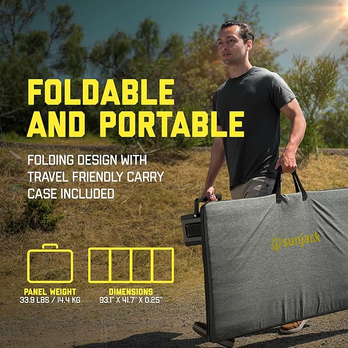 SunJack 400W Foldable Solar Panel Charger, 48V Portable ETFE Solar Charger for Power Station