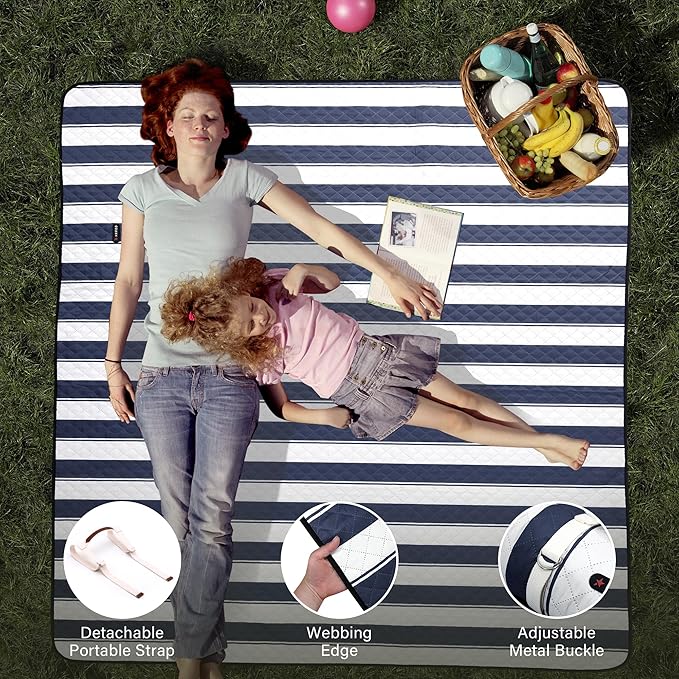 HX&OD Outdoor Picnic Blanket Extra Large, 80”x80” Waterproof Picnic Mat Foldable Camping Blanket