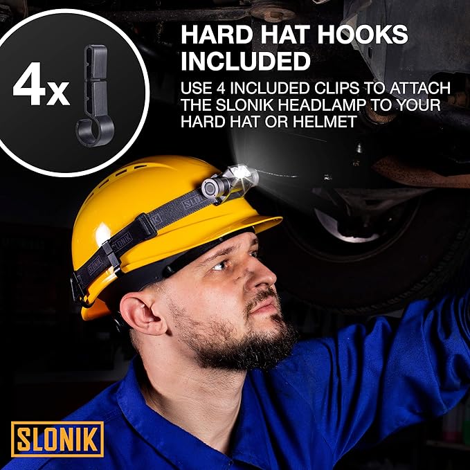 SLONIK Rechargeable Headlamp for Adults - 1000 Lumens Super Bright 60 ft Beam LED Flashlight
