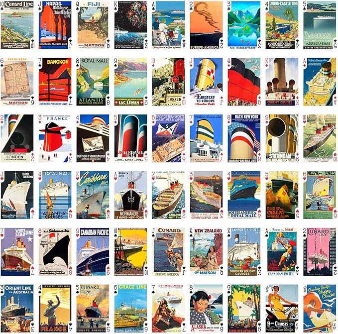 Ocean Cruises Playing Cards (Poker Deck 54 Cards All Different) Vintage Ocean Cruise Line Ship