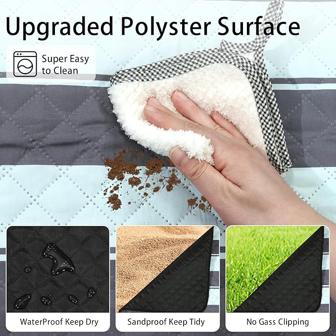 HX&OD Extra Large Picnic Outdoor Blanket, 80”x80” Waterproof Picnic Mat Foldable Camping Blanket